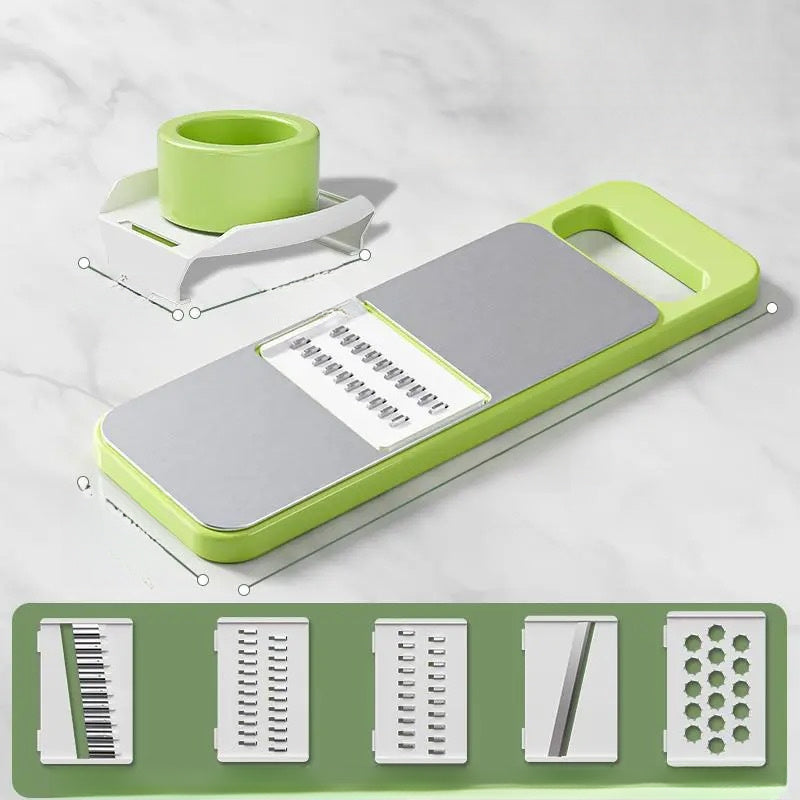 Handheld Multi-Function Mandoline Slicer Set with Interchangeable Stainless Steel Blades - Perfect for Vegetable Cutting, Julienne Shredding, and Cheese Grating in the Kitchen - Convenient Food Prep Tool with Less Than 1L Capacity