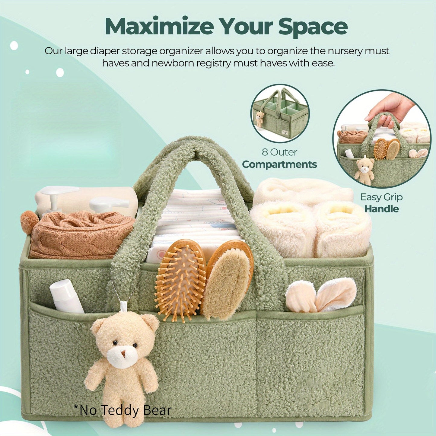 Multifunctional Diaper Caddy Organizer - Great for Changing Table, Kids Storage Bin with Wipes Holder, Ideal Baby Shower Gift, Convenient Nursery and Car Accessory