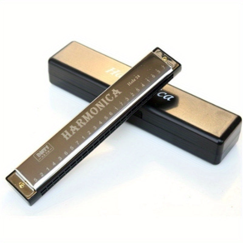 Single Tone C-tone Copper Core Harmonica with 24 holes, ideal for adult beginners. High-quality, easy to learn, portable design.