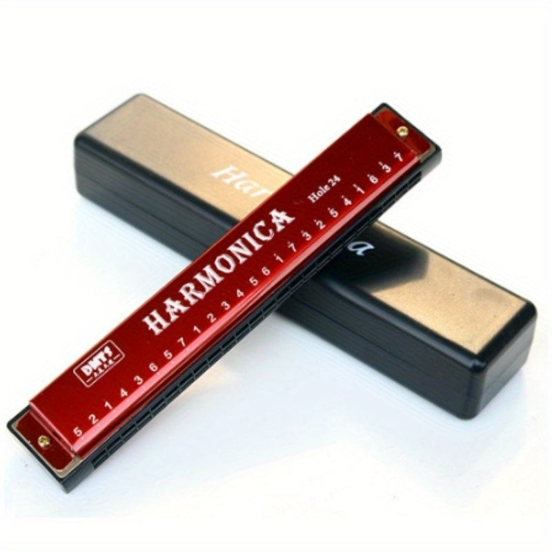 Single Tone C-tone Copper Core Harmonica with 24 holes, ideal for adult beginners. High-quality, easy to learn, portable design.