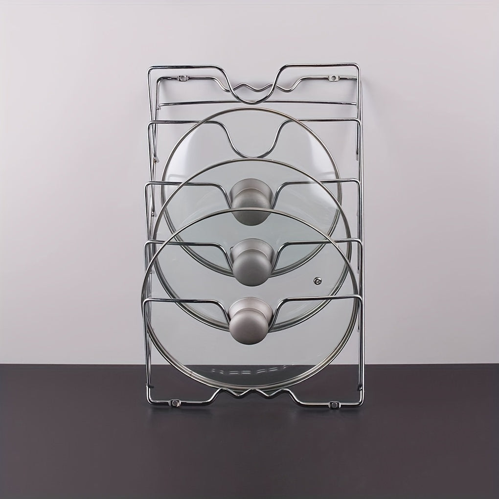 Wall-Mounted Multi-Tier Iron Pot Lid Holder for Convenient Lid Storage in your Kitchen Cabinet