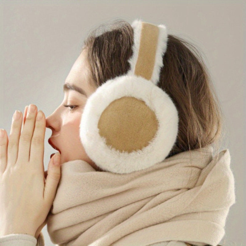 Women's earmuffs made of knit fabric with suede plush lining. These ear warmers are cold resistant and made of fitted polyester for optimal ear protection. They are washable for easy care.