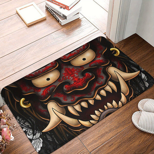 Home Decor Silvery Oni Tattoo Style 1pc Non-slip Doormat Bath Mat for Balcony Carpet Entrance Door Rug