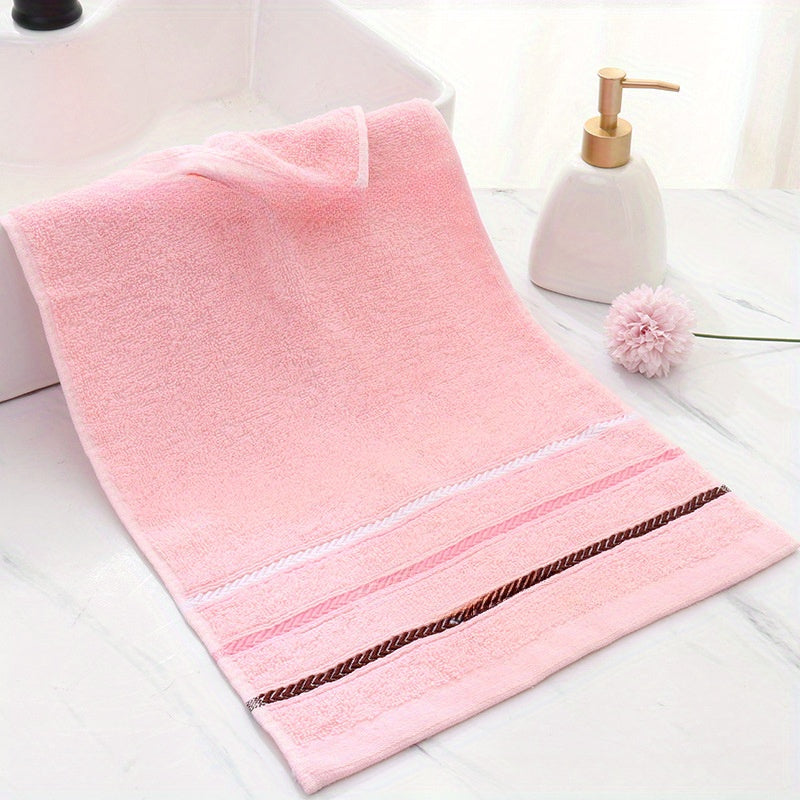 Thick, soft cotton hand towels with striped pattern, perfect for home, travel, and outdoor use.