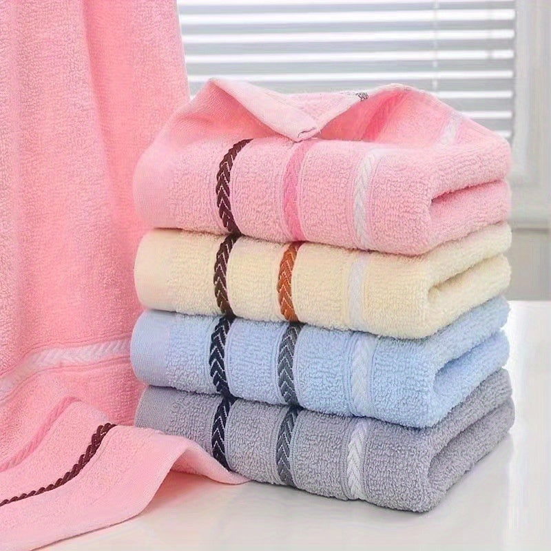 Thick, soft cotton hand towels with striped pattern, perfect for home, travel, and outdoor use.