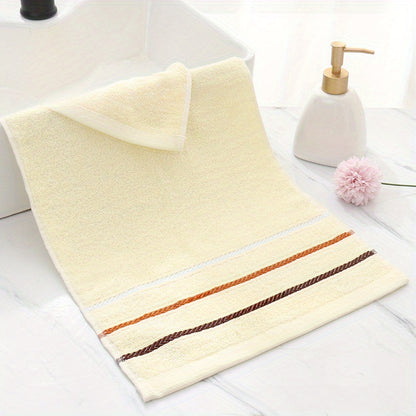 Thick, soft cotton hand towels with striped pattern, perfect for home, travel, and outdoor use.