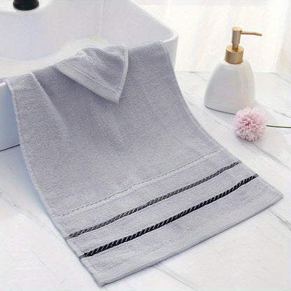 Thick, soft cotton hand towels with striped pattern, perfect for home, travel, and outdoor use.