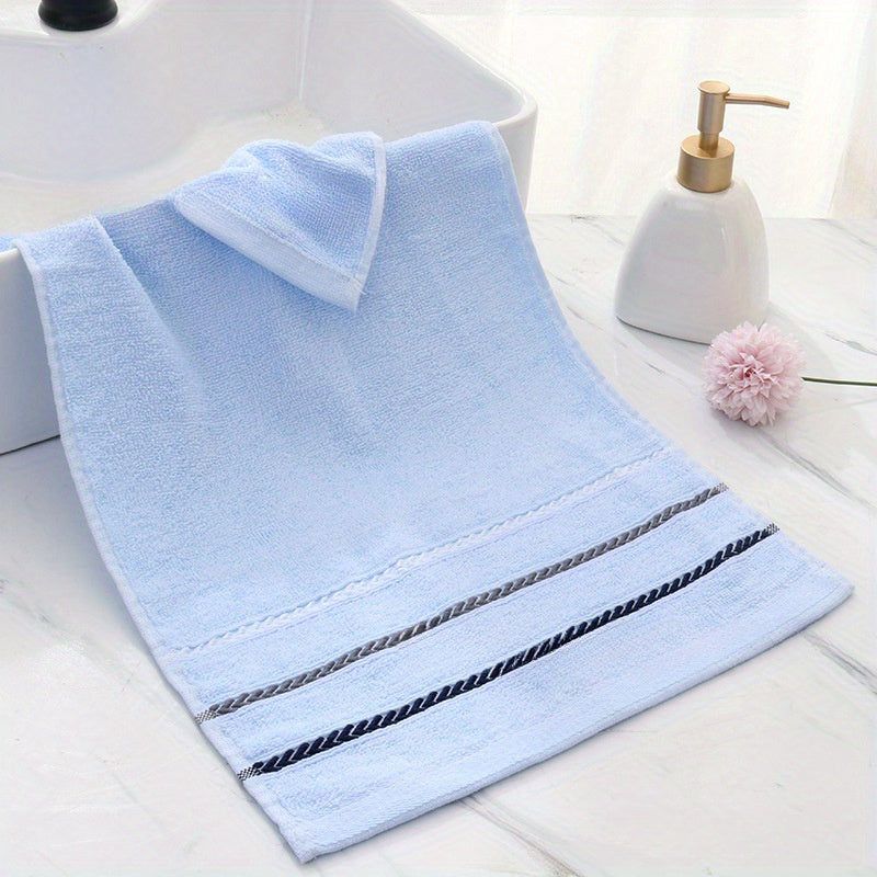 Thick, soft cotton hand towels with striped pattern, perfect for home, travel, and outdoor use.