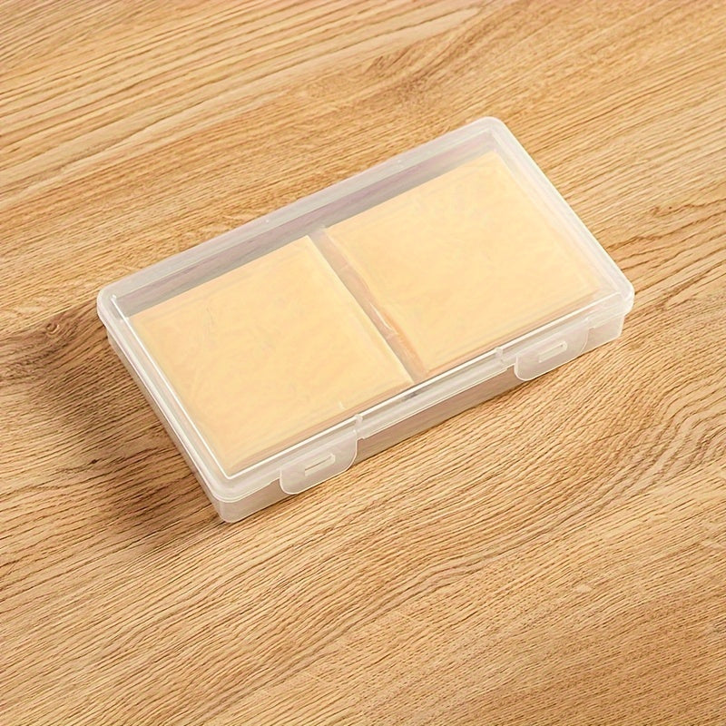 Transparent butter and cheese keeper - food-safe design for storing freshness in the refrigerator. Convenient cheese box for home kitchen use.