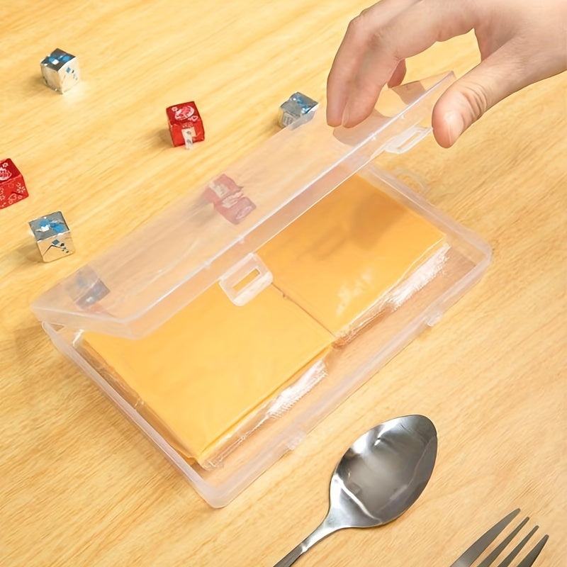 Transparent butter and cheese keeper - food-safe design for storing freshness in the refrigerator. Convenient cheese box for home kitchen use.