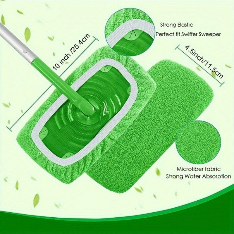 One Pack of Reusable Microfiber Mop Pads that fit Swiffer Sweeper - Washable Cloth Refills for Dry and Wet Cleaning on Multi-Surfaces. No Batteries Required, Perfect for Living Room, Bathroom, and Furniture Cleaning.