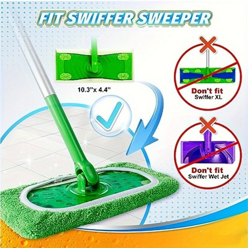 One Pack of Reusable Microfiber Mop Pads that fit Swiffer Sweeper - Washable Cloth Refills for Dry and Wet Cleaning on Multi-Surfaces. No Batteries Required, Perfect for Living Room, Bathroom, and Furniture Cleaning.