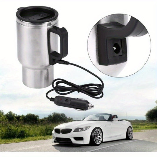 Stainless Steel Outdoor Kettle 16oz Heated Travel Mug Powered by 12V Plug