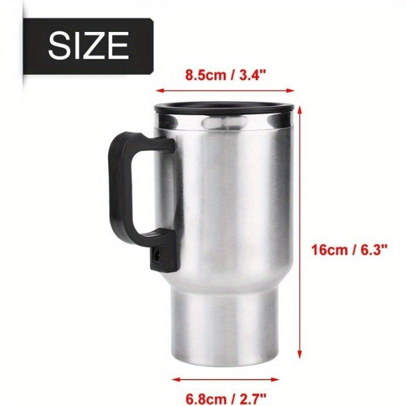 Stainless Steel Outdoor Kettle 16oz Heated Travel Mug Powered by 12V Plug