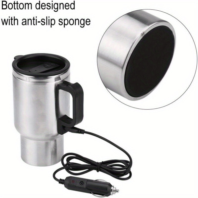 Stainless Steel Outdoor Kettle 16oz Heated Travel Mug Powered by 12V Plug