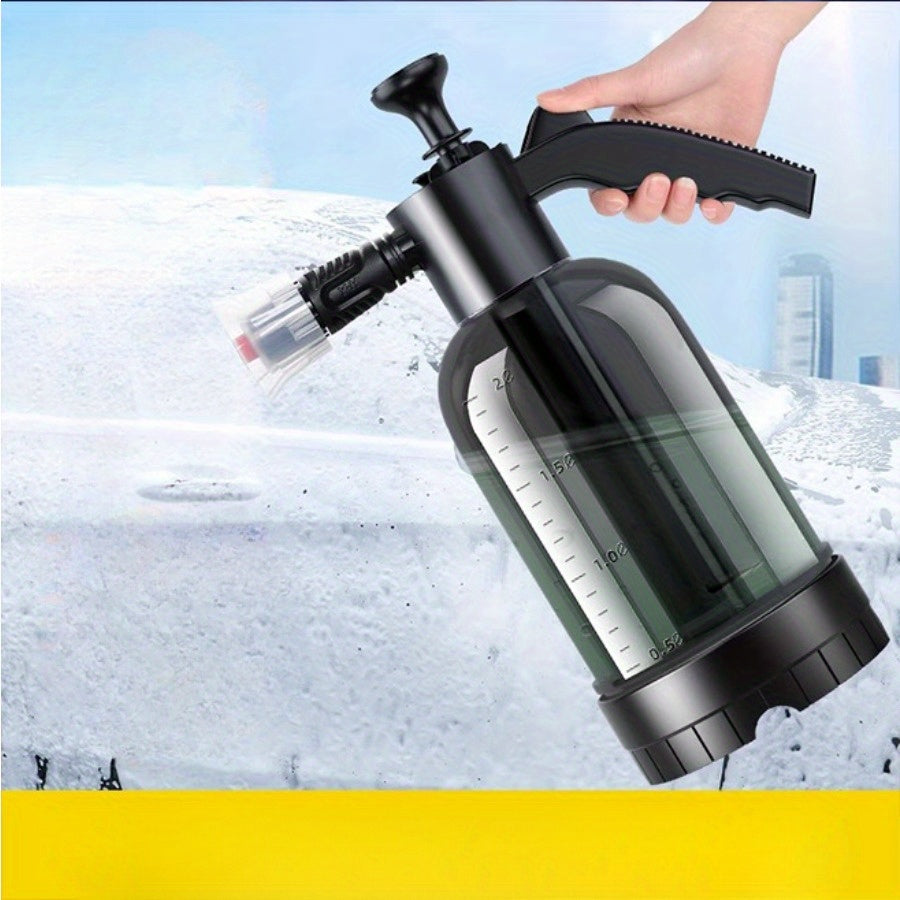 Durable plastic foam spray bottle for car wash, an essential tool for auto maintenance.