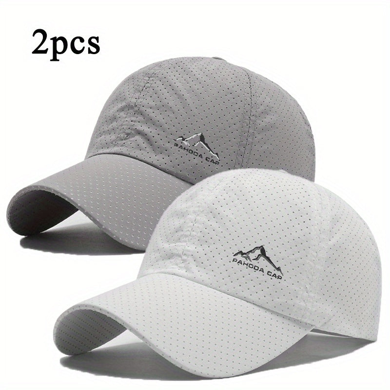 New spring and summer sports baseball cap with snow mountain print, quick-drying polyester material. Fashionable duck cap for men and daily outdoor sports cap for women, perfect for lovers