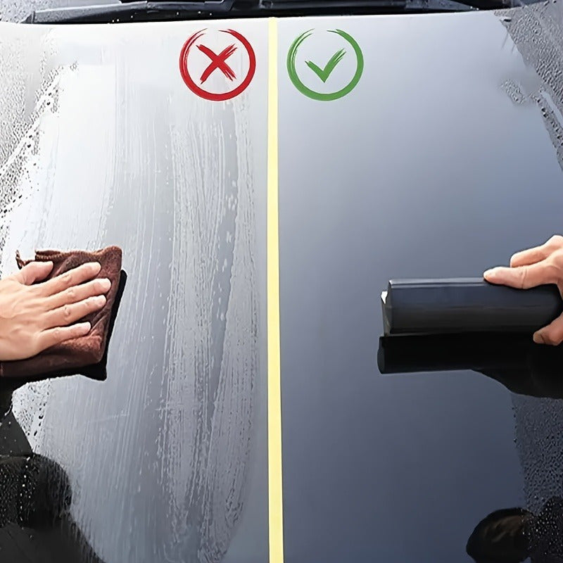 Silicone car wiper gentle on paint and ideal for glass and vehicle windows. Black with white edge for scratch-free cleaning.