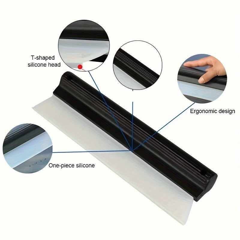 Silicone car wiper gentle on paint and ideal for glass and vehicle windows. Black with white edge for scratch-free cleaning.