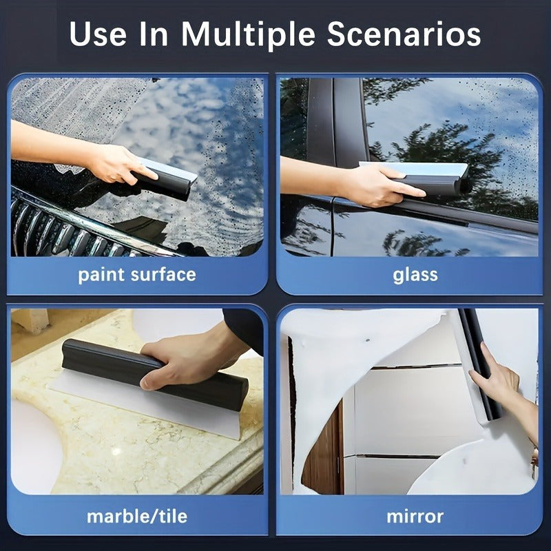 Silicone car wiper gentle on paint and ideal for glass and vehicle windows. Black with white edge for scratch-free cleaning.