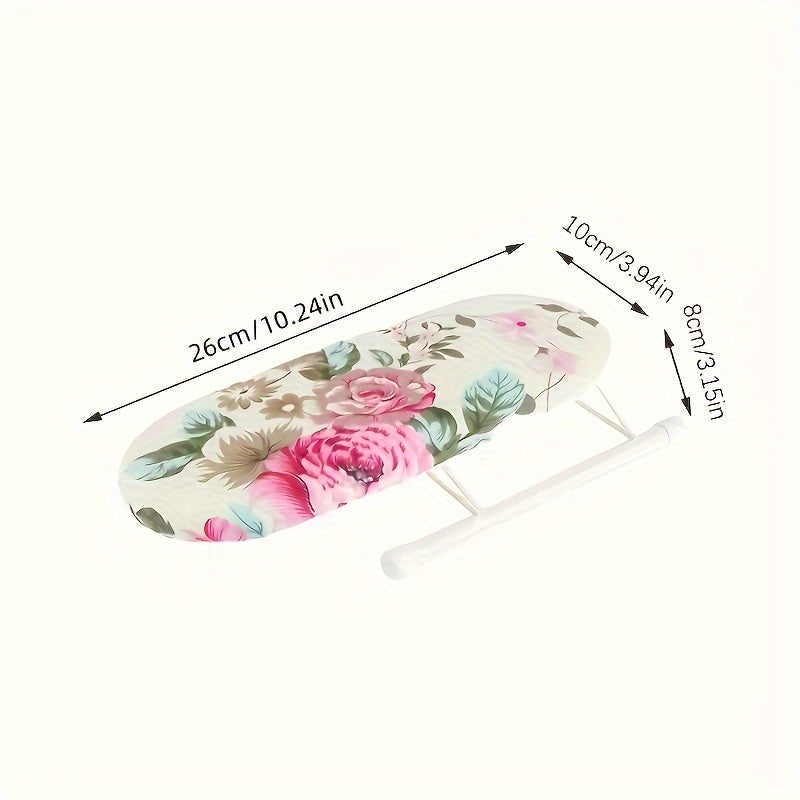 Ironing Sleeve Board with Floral and Grid Pattern, Perfect for Smoothing Pleats Efficiently and Reaching Every Angle. Can be Used Without Electricity on a White Rack Stand.