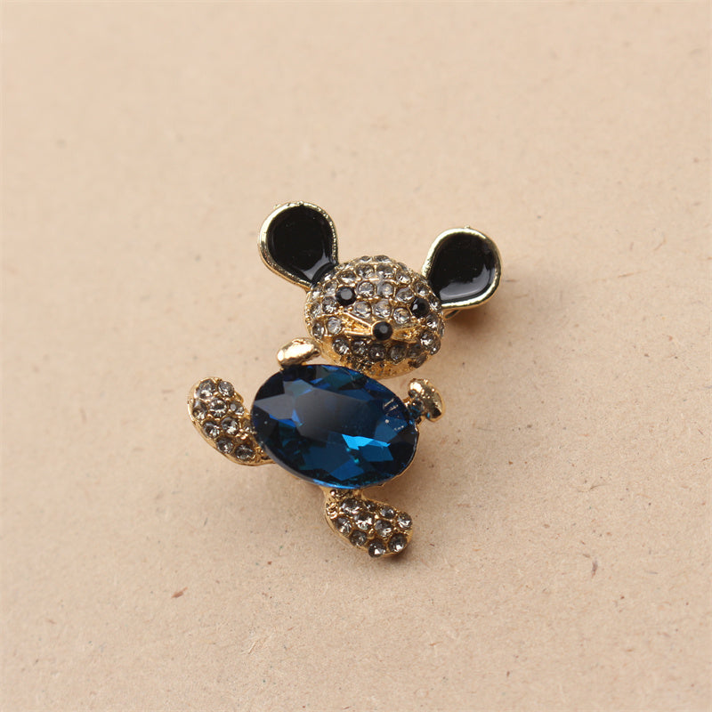 Charming Mini Mouse Brooch Pin - Adorable Bear Design with Rhinestone Detail, Unique Imitation Shape, Perfect for Silk Scarves and Clothing Accessorizing