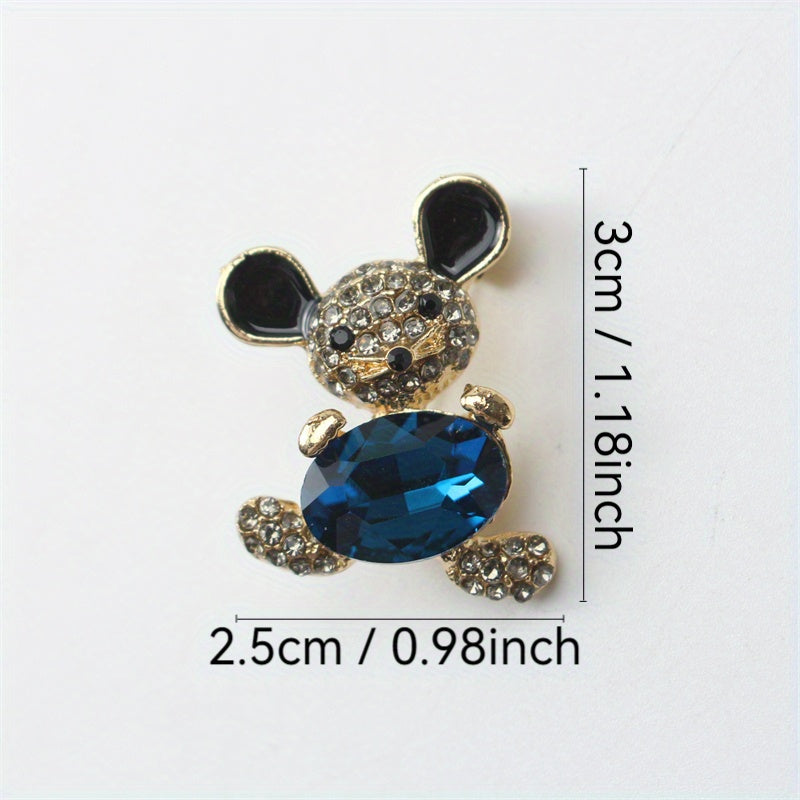 Charming Mini Mouse Brooch Pin - Adorable Bear Design with Rhinestone Detail, Unique Imitation Shape, Perfect for Silk Scarves and Clothing Accessorizing