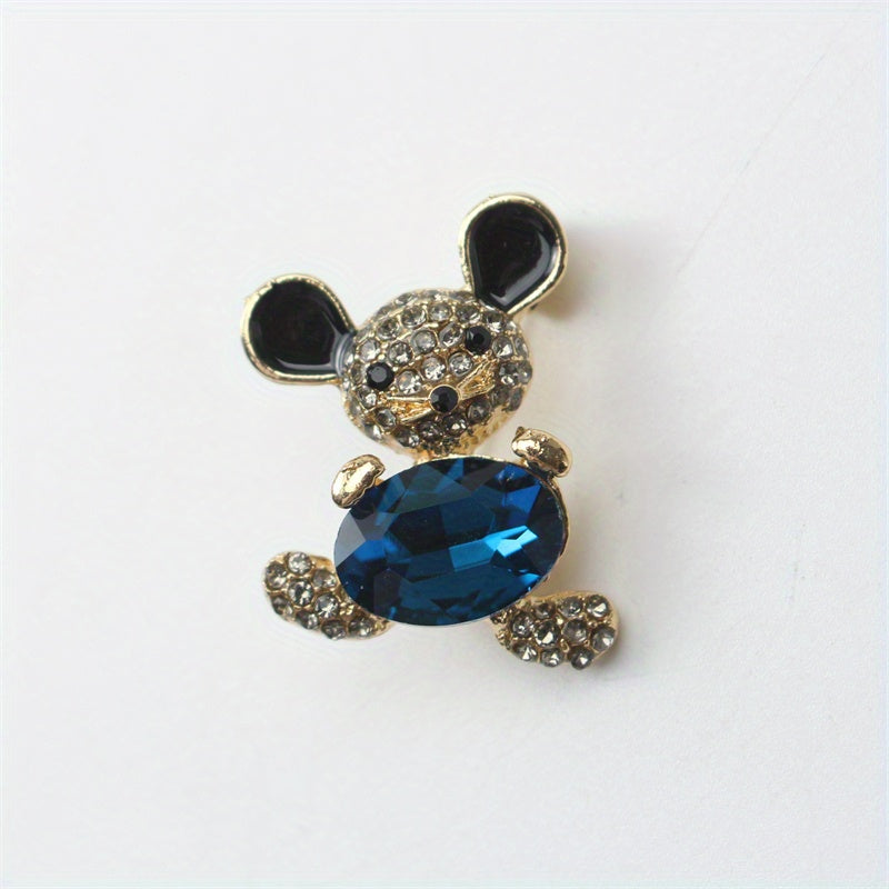 Charming Mini Mouse Brooch Pin - Adorable Bear Design with Rhinestone Detail, Unique Imitation Shape, Perfect for Silk Scarves and Clothing Accessorizing