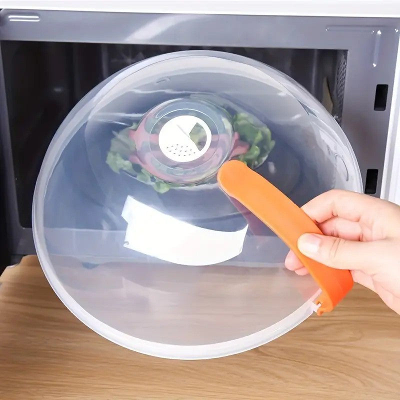 Reusable, airtight transparent microwave splash cover that is heat resistant, providing anti-sputtering and anti-oil protection