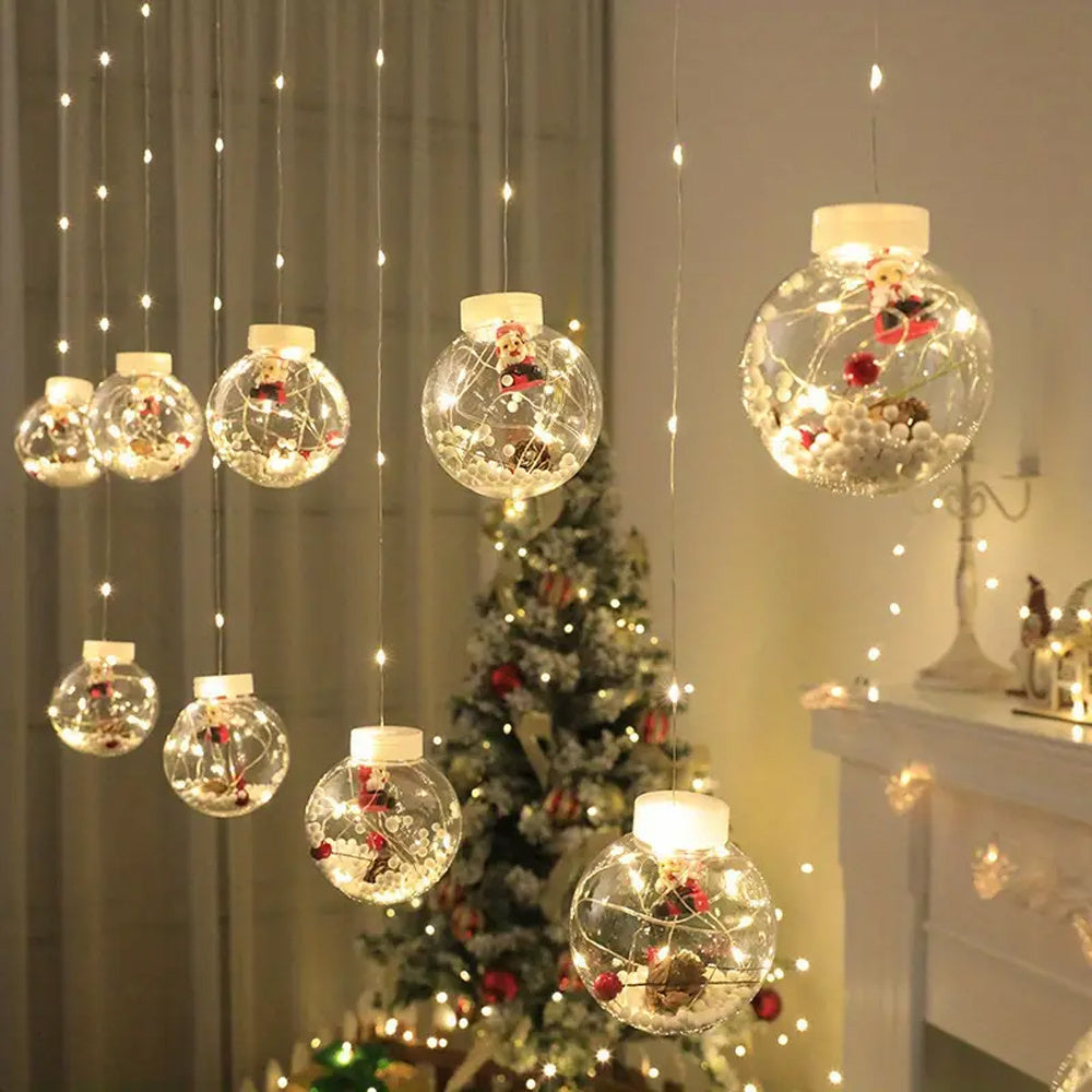 Transform your space with our versatile LED curtain lights, ideal for bringing holiday cheer to your Christmas and Thanksgiving celebrations. These lights are perfect for decorating your garden, patio, or bedroom with their unique wishing ball design.