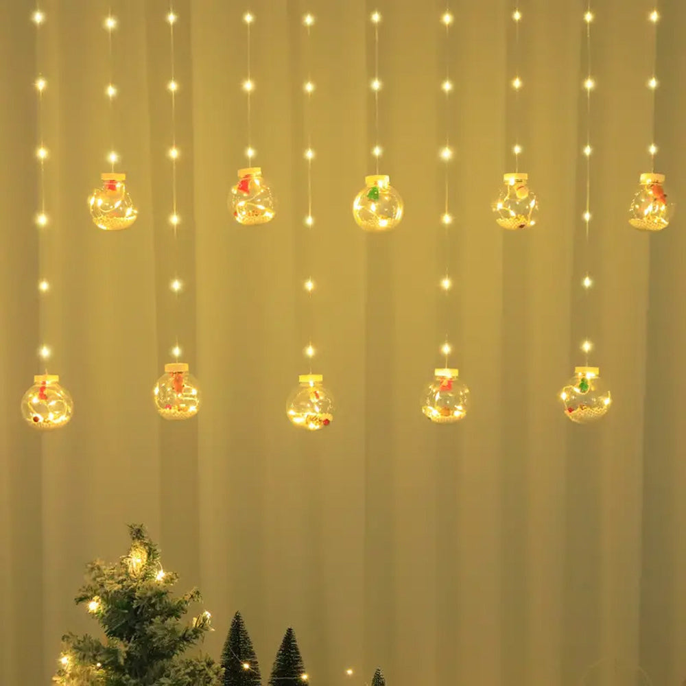 Transform your space with our versatile LED curtain lights, ideal for bringing holiday cheer to your Christmas and Thanksgiving celebrations. These lights are perfect for decorating your garden, patio, or bedroom with their unique wishing ball design.