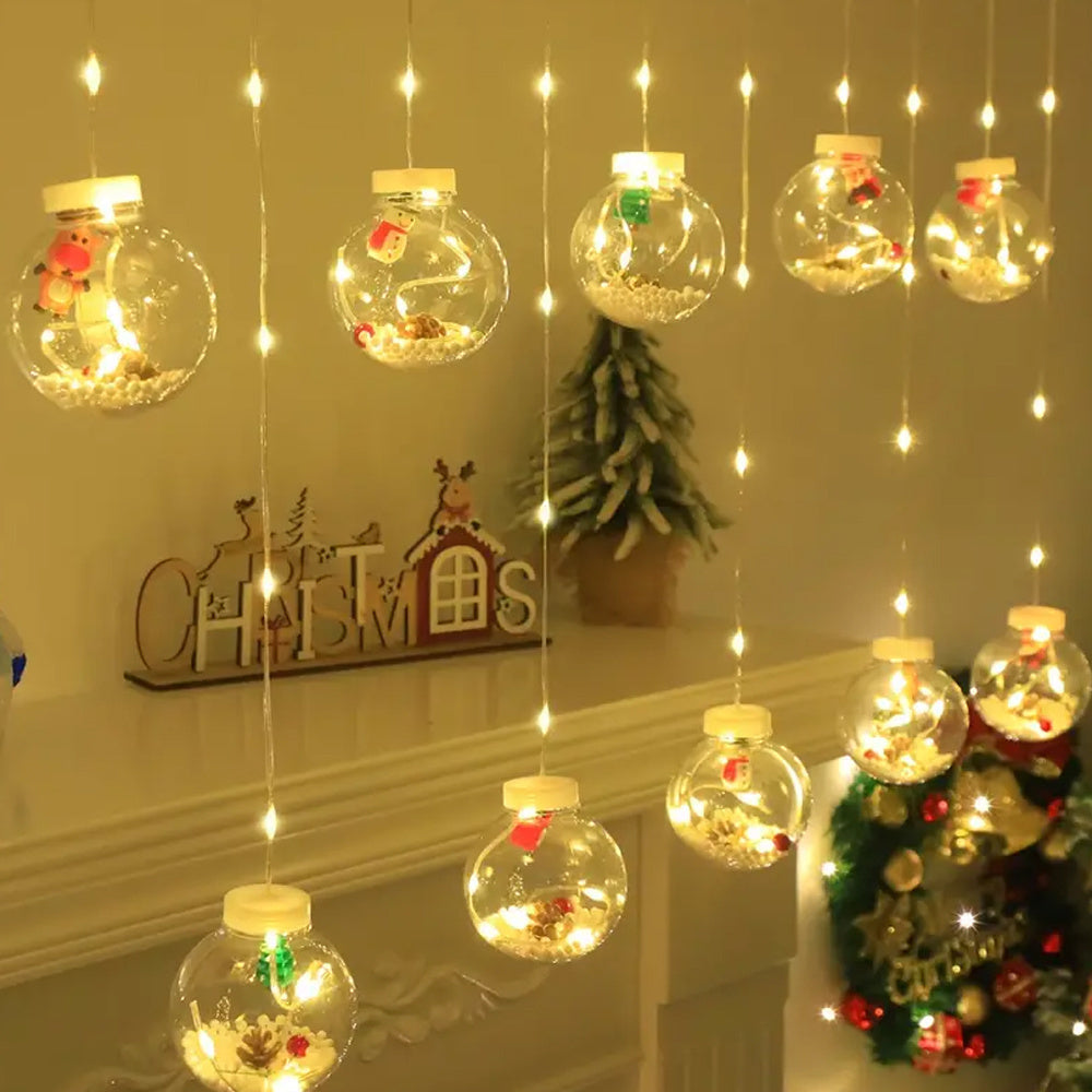 Transform your space with our versatile LED curtain lights, ideal for bringing holiday cheer to your Christmas and Thanksgiving celebrations. These lights are perfect for decorating your garden, patio, or bedroom with their unique wishing ball design.