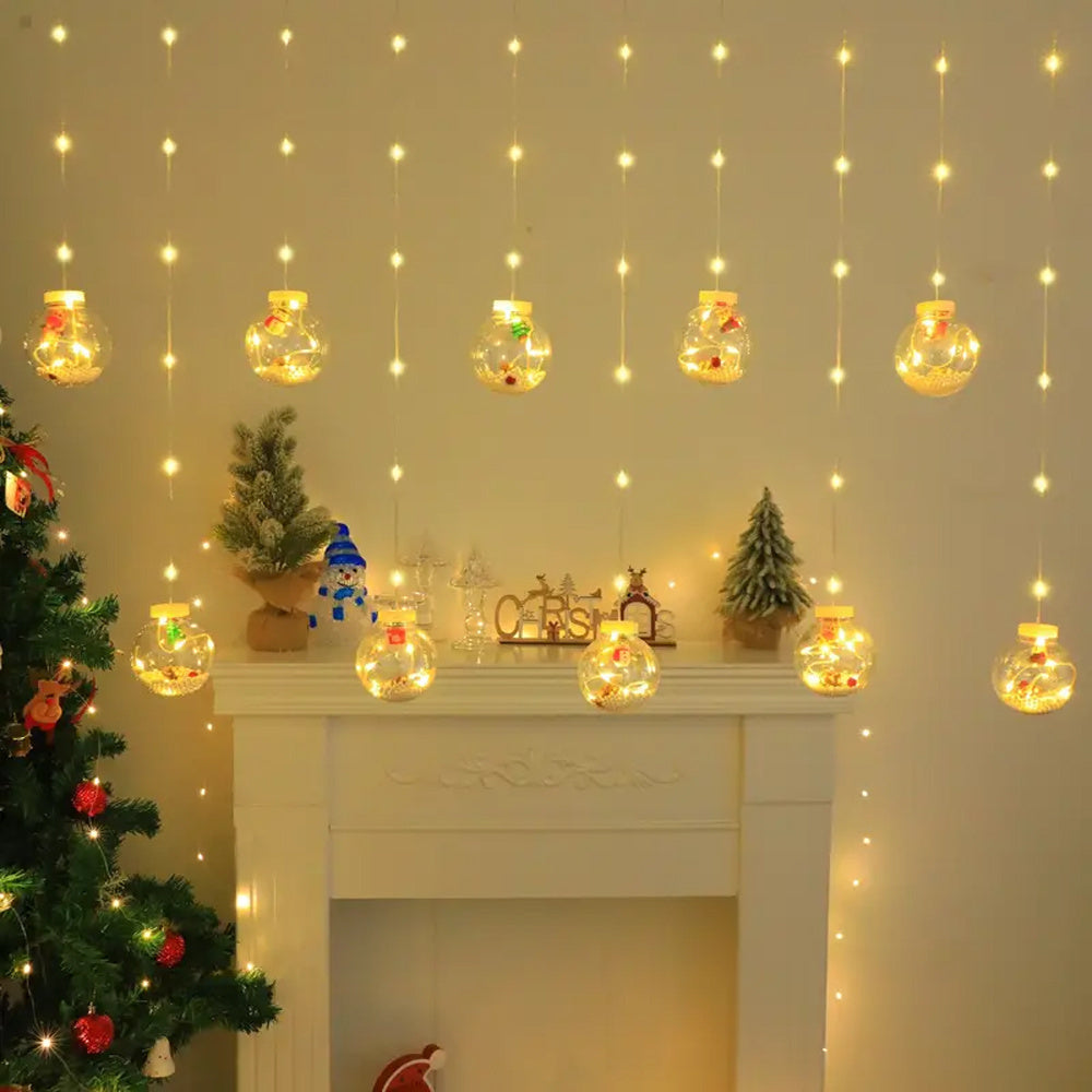 Transform your space with our versatile LED curtain lights, ideal for bringing holiday cheer to your Christmas and Thanksgiving celebrations. These lights are perfect for decorating your garden, patio, or bedroom with their unique wishing ball design.