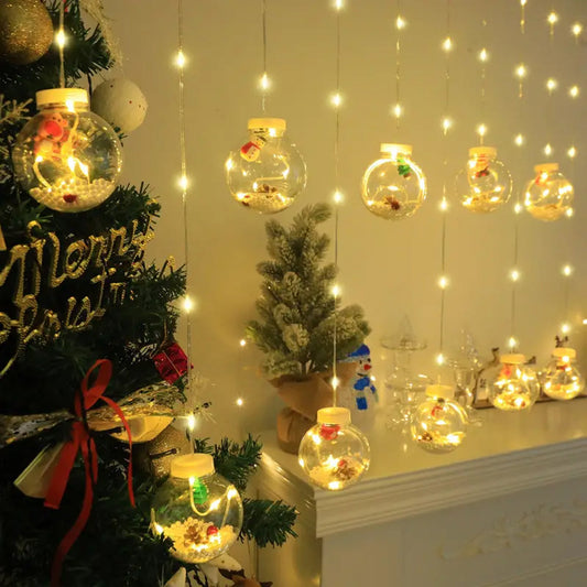 Transform your space with our versatile LED curtain lights, ideal for bringing holiday cheer to your Christmas and Thanksgiving celebrations. These lights are perfect for decorating your garden, patio, or bedroom with their unique wishing ball design.