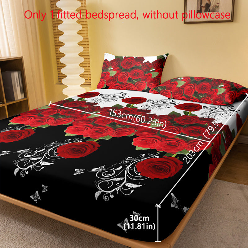 Brushed polyester bed cover with modern floral and butterfly print, machine washable, fits mattresses up to 29cm high.