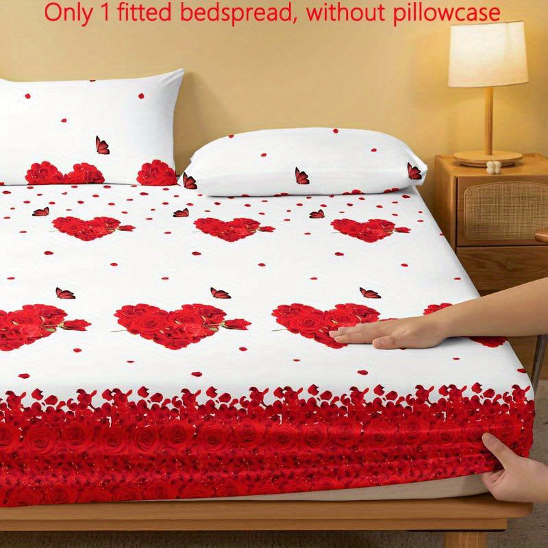 Brushed polyester bed cover with modern floral and butterfly print, machine washable, fits mattresses up to 29cm high.