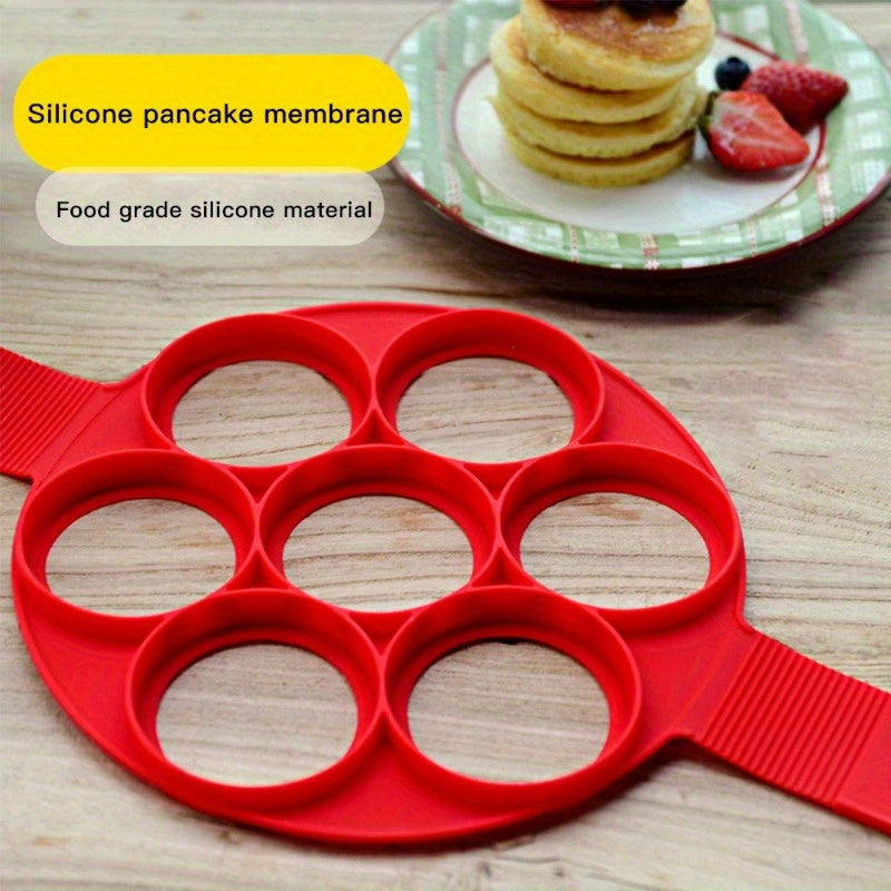 1pc Silicone Pancake & Egg Mold, 7-Hole Nonstick Baking Pan, Easy-Clean Kitchen Gadget for Family & Restaurant-Quality Meals