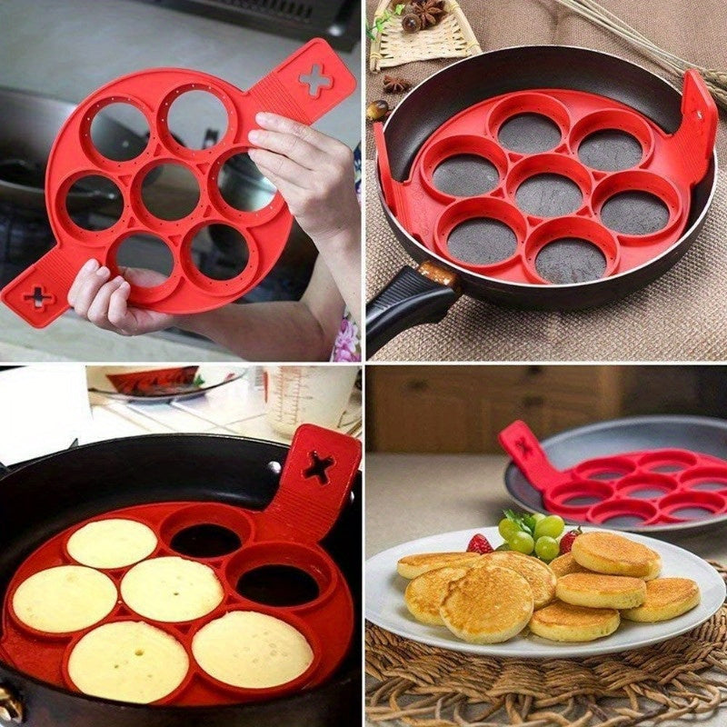 1pc Silicone Pancake & Egg Mold, 7-Hole Nonstick Baking Pan, Easy-Clean Kitchen Gadget for Family & Restaurant-Quality Meals