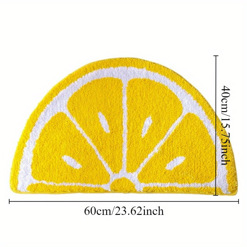 Half Round Lemon Doormat with Fruit Pattern: Adorable Rug with Water Absorption, Non-Slip Features - Perfect for Home, Bathroom, Kitchen, and Living Room Décor