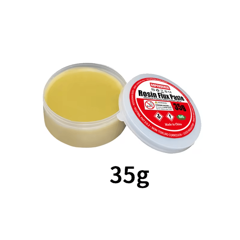 Rosin soldering flux paste, no clean welding for electronics & circuit boards, available in 35-300g sizes.