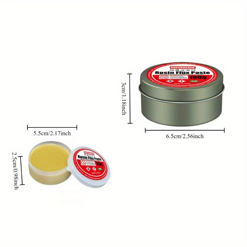 Rosin soldering flux paste, no clean welding for electronics & circuit boards, available in 35-300g sizes.