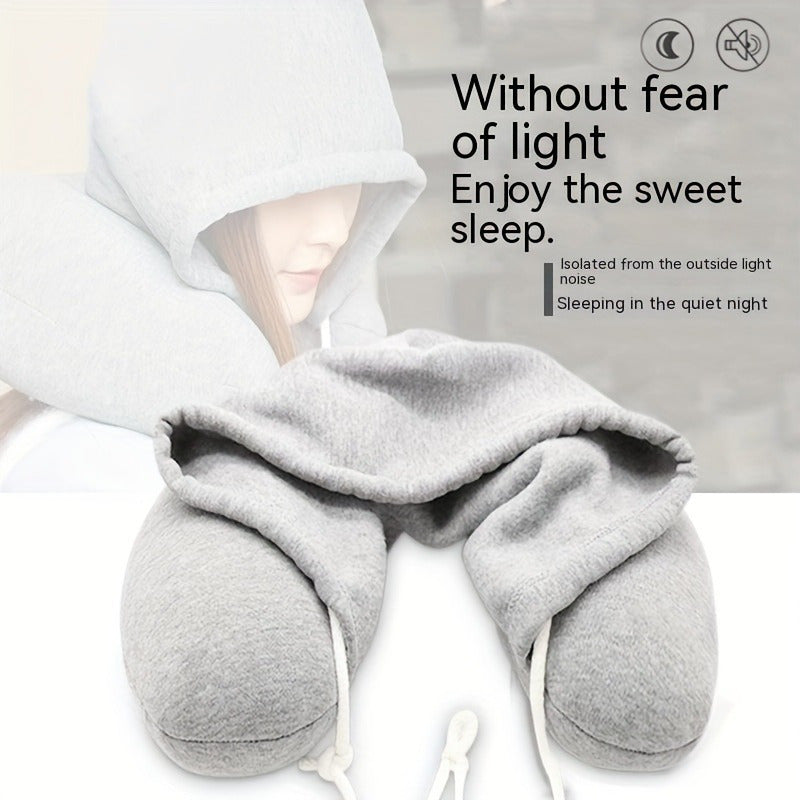 Travel in comfort with our Ergonomic U-Shaped Travel Pillow with Hoodie. This multipurpose neck support is adjustable for a cozy nap on airplanes, car trips, and bus journeys. Designed for adults 18 and older, it features a soft polyester filling and a