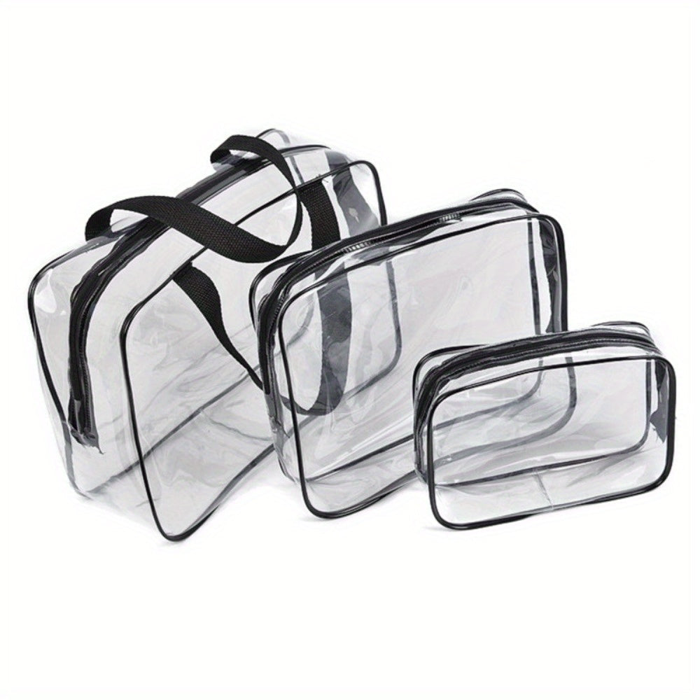 Stylish Travel Toiletry Bag Set - Waterproof, Clear, Zippered Cosmetic Case with Various Compartments for Women's Essentials - Ideal for Holidays, Work Travel, and Everyday Use