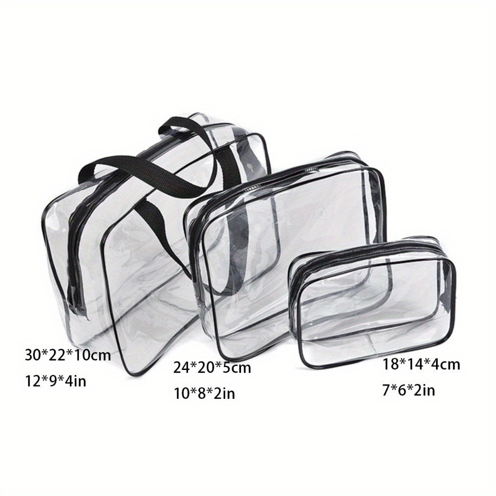 Stylish Travel Toiletry Bag Set - Waterproof, Clear, Zippered Cosmetic Case with Various Compartments for Women's Essentials - Ideal for Holidays, Work Travel, and Everyday Use