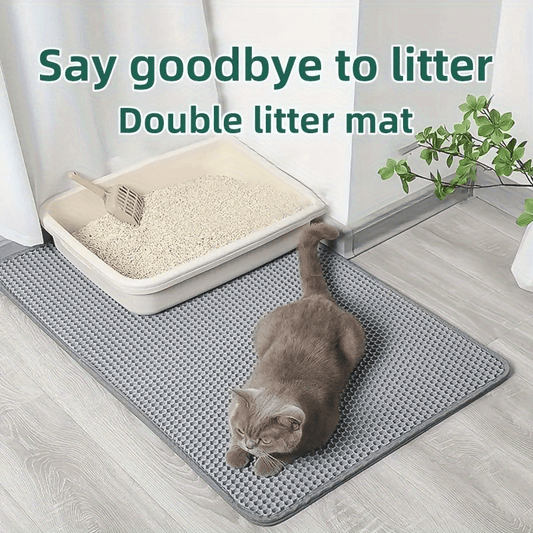 High-quality cat litter mat with double-layer honeycomb design for easy cleaning and odor control, suitable for both pet toilets and litter boxes.