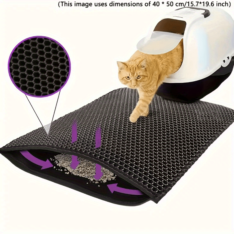 High-quality cat litter mat with double-layer honeycomb design for easy cleaning and odor control, suitable for both pet toilets and litter boxes.