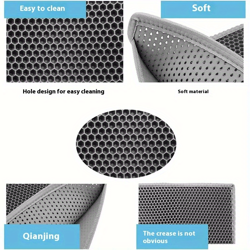 High-quality cat litter mat with double-layer honeycomb design for easy cleaning and odor control, suitable for both pet toilets and litter boxes.