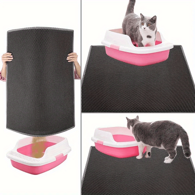 High-quality cat litter mat with double-layer honeycomb design for easy cleaning and odor control, suitable for both pet toilets and litter boxes.