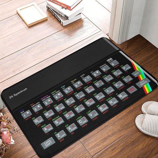 Uy bezaklari - ZX Spectrum retro o'yin maydoni gilami - Hammom yoki yashash xonasi kirish joyi uchun engil polyester eshik to'sig'i - Tozalash oson, kir yuvish mashinasida yuviladi