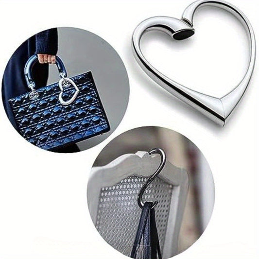 Boho Style Alloy Handbag Hanger - Rotary Heart-Shaped Purse Hook for Tables, Portable Bag Holder for Travel and Gifting - 1 Piece